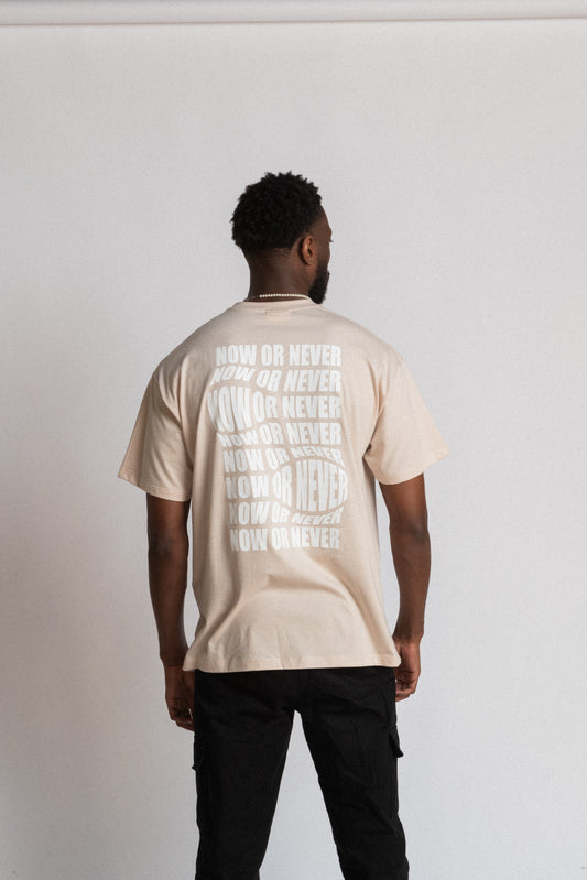 NOW OR NEVER OVERSIZED T SHIRT - Beige