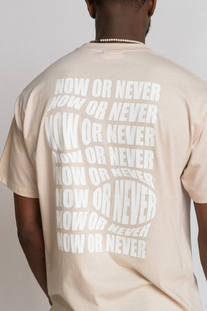 NOW OR NEVER OVERSIZED T SHIRT - Beige